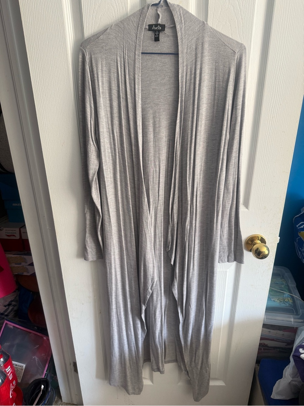 Aveto Heather Gray Long Open-Front Cardigan Duster